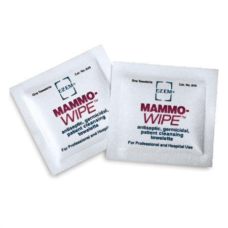 Bracco Diagnostics Mammography Wipe EZ EM Individual Packet BZK (Benzalkonium Chloride) / Ethyl Alcohol Scented 50 Count - Box of 50 - 600103-BX