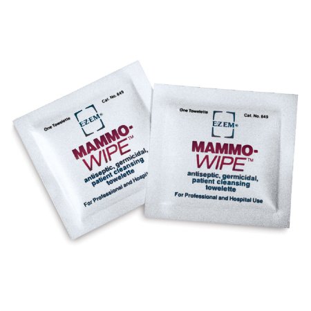 Bracco Diagnostics Mammography Wipe EZ EM Individual Packet BZK (Benzalkonium Chloride) / Ethyl Alcohol Scented 50 Count - Case of 500 - 600103-CS