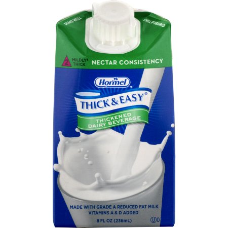 Hormel Food Sales Thickened Beverage Thick & Easy® Dairy 8 oz. Carton Milk Flavor Liquid IDDSI Level 2 Mildly Thick - Each - 24739-EA