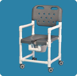 IPU Commode / Shower Chair Elite Fixed Arms PVC Frame With Backrest 325 lbs. Weight Capacity - Each - ELT817 P G-EA