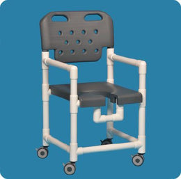 IPU Shower Chair Elite Fixed Arms PVC Frame With Backrest 21 Inch Seat Width 325 lbs. Weight Capacity - Each - ELT817G-EA