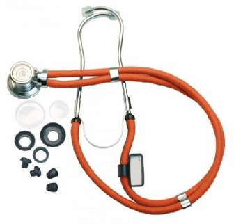 Graham-Field Sprague Stethoscope Orange 2-Tube 22 Inch Tube Double Sided Chestpiece - Each - 602N-OR-EA