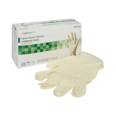 McKesson Exam Glove McKesson Confiderm® X-Large NonSterile Latex Standard Cuff Length Textured Fingertips Ivory Not Rated - Case of 1000 - 14-430-CS