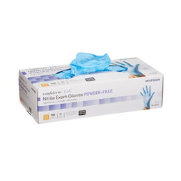 McKesson Exam Glove McKesson Confiderm® 4.5C X-Small NonSterile Nitrile Standard Cuff Length Textured Fingertips Blue Chemo Tested - Case of 1000 - 14-652C-CS