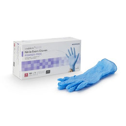 McKesson Exam Glove McKesson Confiderm® 6.5CX Small NonSterile Nitrile Extended Cuff Length Textured Fingertips Blue Chemo Tested - Box of 100 - 14-674C-BX