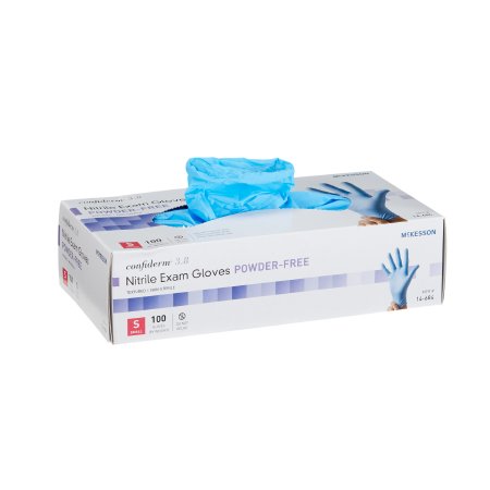 McKesson Exam Glove McKesson Confiderm® 3.8 Small NonSterile Nitrile Standard Cuff Length Textured Fingertips Blue Not Rated - Box of 100 - 14-684-BX