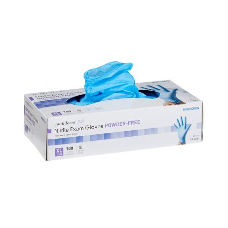 McKesson Exam Glove McKesson Confiderm® 3.8 X-Large NonSterile Nitrile Standard Cuff Length Textured Fingertips Blue Not Rated - Case of 1000 - 14-690-CS