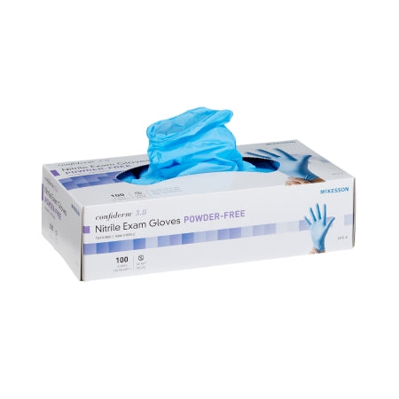 McKesson Exam Glove McKesson Confiderm® 3.8 Large NonSterile Nitrile Standard Cuff Length Textured Fingertips Blue Not Rated - Box of 100 - 14-688-BX