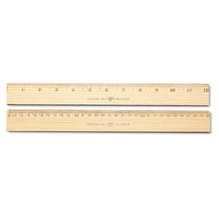 Westcott® Wood Ruler, Metric and 1/16" Scale with Single Metal Edge, 12"/30 cm Long - Each - ACM-10375-EA
