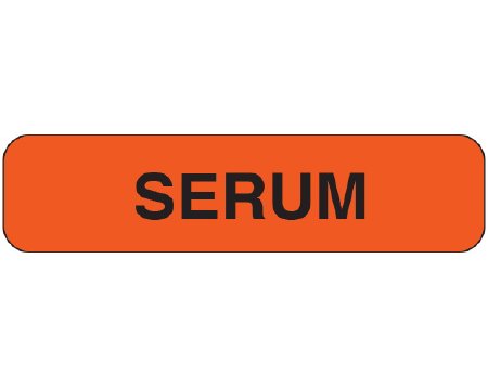 Shamrock Scientific Pre-Printed Label Shamrock Auxiliary Label Fluorescent Red Vac Serum Black Lab / Specimen 5/16 X 1-1/4 Inch - Each - UPCR-1041-EA