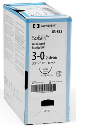 Covidien Nonabsorbable Suture without Needle Sofsilk™ Silk Braided Size 0 - Box of 24 - S-316-BX