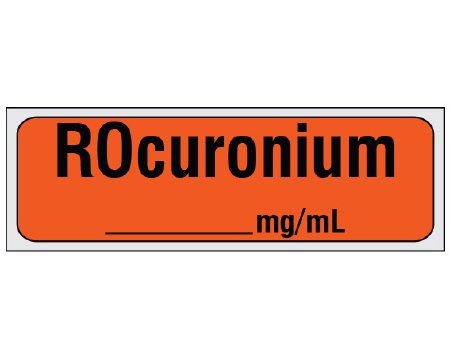Shamrock Scientific Drug Label Shamrock Anesthesia Label ROCuronium / _____ mg / mL Orange 1/2 X 1 Inch - Each - SA-2214-PRE-EA
