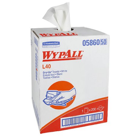 Kimberly Clark Hygienic Towel WypAll® L40 Dry-Up Light Duty White NonSterile Double Re-Creped 19-1/2 X 42 Inch Disposable - Case of 200 - 05860-CS