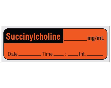 Shamrock Scientific Drug Label Shamrock Anesthesia Label SUCCINYLCHOLINE _____ mg / mL / Date _____ Time _____ Int. _____ Fluorescent Red 1/2 X 1 Inch - Each - SA-226-DTI-PRE-EA