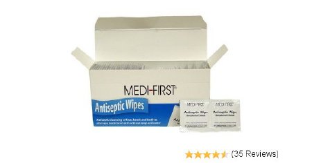 Medique Products Sanitizing Skin Wipe Medi-First® Individual Packet BZK (Benzalkonium Chloride) Scented 100 Count - Box of 100 - 21433-BX