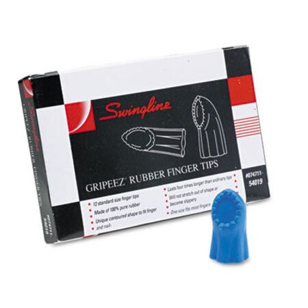 Swingline® Gripeez Finger Tips, 11 1/2 (Medium), Blue, Dozen - DZ/1 - SWI-54019-DZ