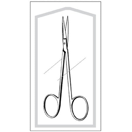 Sklar Iris Scissors Econo™ 4-1/2 Inch Length Floor Grade Stainless Steel Sterile Finger Ring Handle Straight Sharp Tip / Sharp Tip - Case of 100 - 96-2650-CS