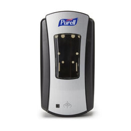 GOJO Hand Hygiene Dispenser Purell® LTX-12™ Brushed Chrome / Black Plastic Touch Free 1200 mL Wall Mount - Case of 4 - 1928-04-CS