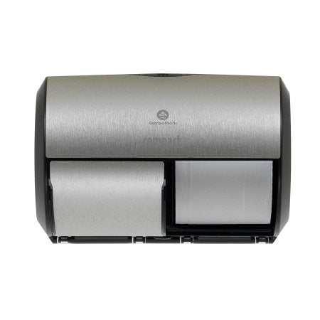 Georgia Pacific Toilet Tissue Dispenser Compact® 2-Roll Side-by-Side Faux Stainless Plastic Manual 2 Rolls Wall Mount - Each - 56796A-EA