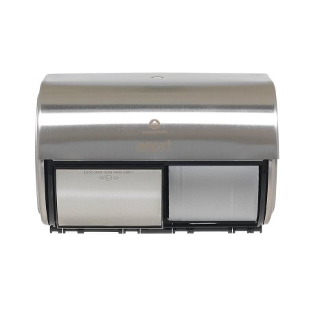 Georgia Pacific Toilet Tissue Dispenser Compact® 2-Roll Side-by-Side Faux Stainless Plastic Manual 2 Rolls Wall Mount - Each - 56798-EA