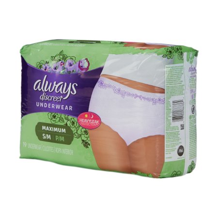 Procter & Gamble Female Adult Absorbent Underwear Always® Discreet Pull On with Tear Away Seams Small / Medium Disposable Heavy Absorbency - Pack of 19 - 10037000887369-PK
