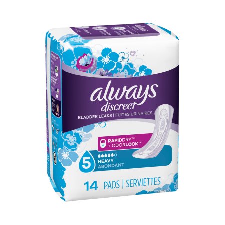 The Palm Tree Group Incontinence Liner Always® Discreet Maxi Moderate Absorbency DualLock™ Core Regular - Pack of 14 - 03700088726-PK