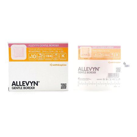 Smith & Nephew Foam Dressing Allevyn Gentle Border 3 X 3 Inch With Border Film Backing Silicone Gel Adhesive Square Sterile - Case of 40 - 66020402-CS