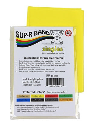 Fabrication Enterprises Exercise Resistance Band Sup-R Band® Yellow 5 Inch X 5 Foot X-Light Resistance - Box of 30 - 10-6301-30-BX