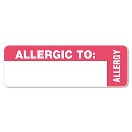Tabbies® Medical Labels, ALLERGIC TO, 1 x 3, White, 500/Roll - Roll of 1 - TAB-40562-RL