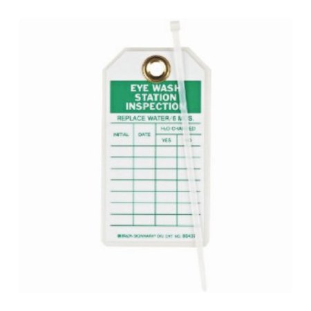 Fisher Scientific Equipment Tag Brady™ Inspection for Eye Wash Station Green / White 3 X 5-3/4 Inch 3 X 5-3/4 Inch Polyester 10 per Pack - Pack of 10 - 19040387-PK