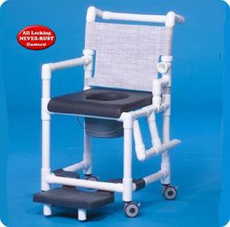 IPU Commode / Shower Chair ipu® Drop Arm - Left PVC Frame Mesh Backrest 300 lbs. Weight Capacity - Each - SCC767-EA