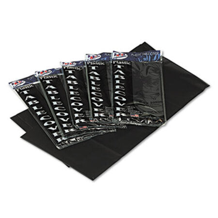 Tablemate® Table Set Rectangular Table Covers, Heavyweight Plastic, 54" x 108", Black, 6/Pack - Pack of 1 - TBL-549BK-PK