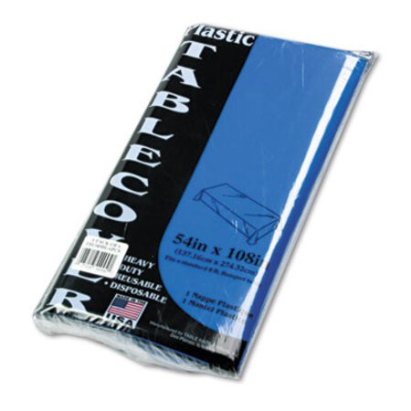 Tablemate® Table Set Rectangular Table Cover, Heavyweight Plastic, 54" x 108", Blue, 6/Pack - Pack of 1 - TBL-549BL-PK