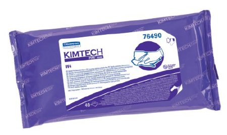 Kimberly Clark Kimtech Pure W4 Surface Disinfectant Cleaner Premoistened Cleanroom Manual Pull Wipe 40 Count Soft Pack Alcohol Scent Sterile - Case of 10 - 76490-CS