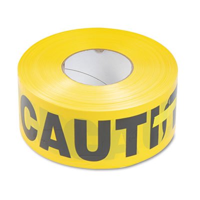 Tatco Caution Barricade Safety Tape, 3" x 1,000 ft, Black/Yellow - Each - TCO-10700-EA
