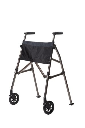 Stander Folding Walker with Wheels Adjustable Height EZ Fold-N-Go Aluminum Frame 400 lbs. Weight Capacity 32 to 38-1/2 Inch Height - Case of 3 - 4300-BW-CS