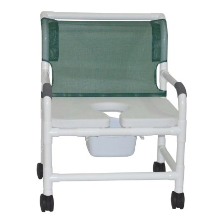MJM International Shower Chair MJM International Fixed Arms PVC Frame Mesh Backrest with Pushbar 425 lbs. Weight Capacity - Each - 126-4-NB-FSSS-EA