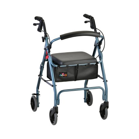 Nova Ortho-Med 4 Wheel Rollator GetGO Classic Blue Adjustable Height / Folding Aluminum Frame - Each - 4202CBL-EA
