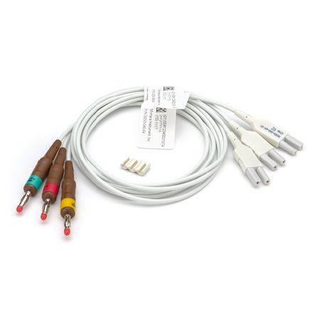 Welch Allyn Leadwire Set Gray, 3-Leads, Banana Ends For V1-V3 EKG Machine AHA - Each - 9293-046-64-EA