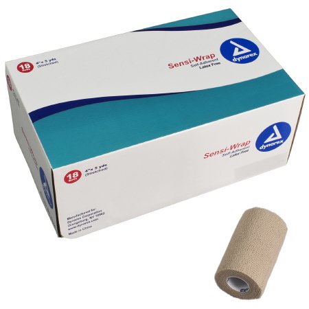 Dynarex Cohesive Bandage Sensi-Wrap 4 Inch X 5 Yard Self-Adherent Closure Tan NonSterile Standard Compression - Case of 18 - 3190-CS