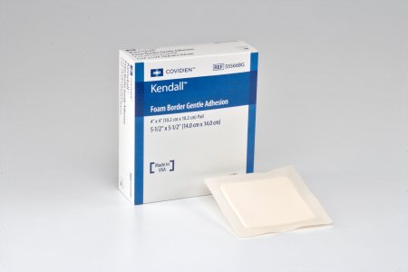 Cardinal Foam Dressing Kendall™ Border Foam Gentle Adhesion 5-1/2 X 5-1/2 Inch With Border Film Backing Silicone Adhesive Square Sterile - Case of 50 - 55566BG-CS