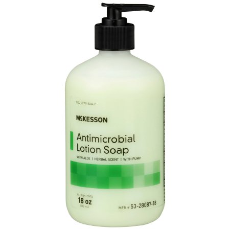 McKesson Antimicrobial Soap McKesson Lotion 18 oz. Pump Bottle Herbal Scent - Each - 53-28087-18-EA