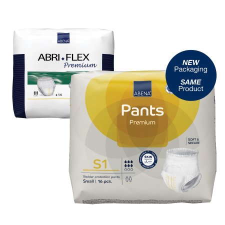 Abena North America Unisex Adult Absorbent Underwear Abri-Flex™ Premium S1 Pull On with Tear Away Seams Small Disposable Moderate Absorbency - Case of 84 - 41071-CS