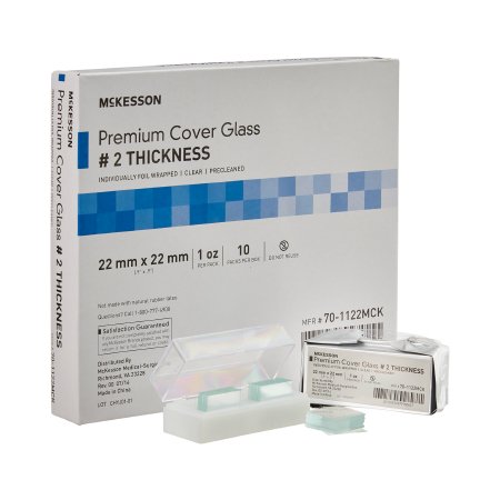 McKesson Cover Glass McKesson Square No. 2 Thickness 22 X 22 mm - Box of 10 - 70-1122MCK-BX