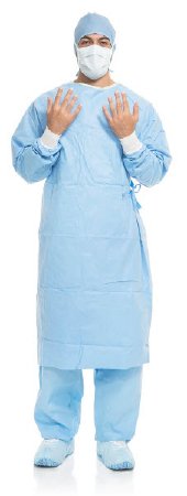 O&M Halyard Inc Surgical Gown Aero Blue Large Blue NonSterile AAMI Level 3 Disposable - Case of 40 - 41739NS-CS