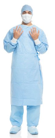O&M Halyard Inc Surgical Gown with Towel Aero Blue Large / X-Long Blue Sterile AAMI Level 3 Disposable - Case of 30 - 41724-CS