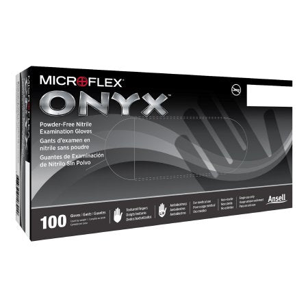 Microflex Medical Exam Glove High Five® Onyx® Medium NonSterile Nitrile Standard Cuff Length Textured Fingertips Black Not Rated - Case of 1000 - N642-CS