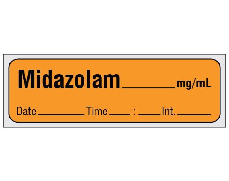 Shamrock Scientific Drug Label Shamrock Anesthesia Label Midazolam_mg/mL Orange 1/2 X 1 Inch - Each - SA-212-DTI-PRE-EA