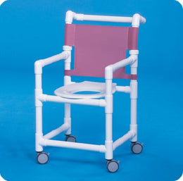 IPU Commode / Shower Chair Select Fixed Arms PVC Frame Mesh Backrest 300 lbs. Weight Capacity - Each - ESC17 P-EA