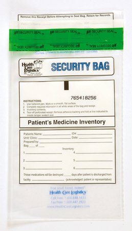 Health Care Logistics Patient Medicine Inventory Bag Health Care Logistics® 6 X 9 Inch Polyethylene Tamper Evident Tape Closure Clear - Pack of 25 - 10456-PK